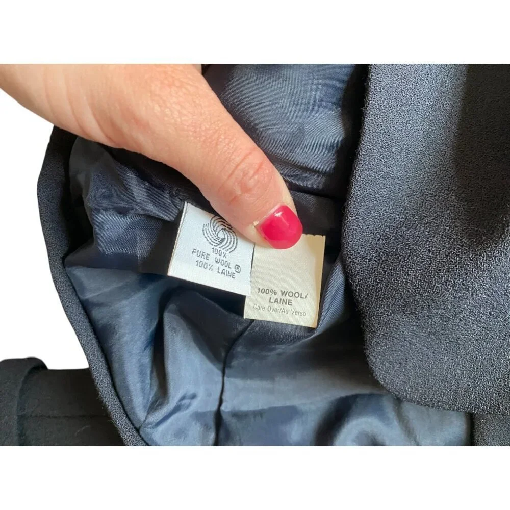 Vintage Anne Klein 100% Wool Double Breasted Blazer Size 14